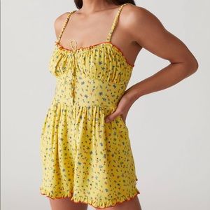 Yellow floral urban outfitters romper